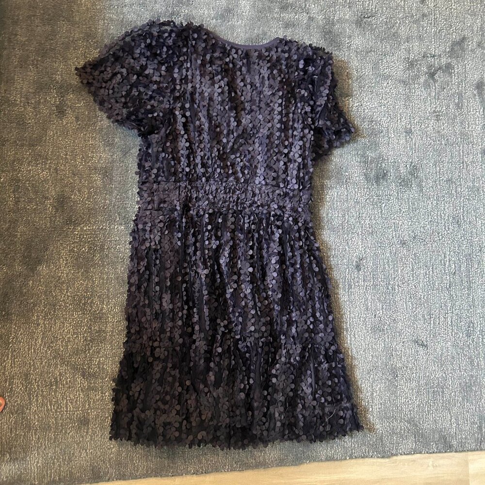 Anthropologie Strapless Sequin Dress - Size L - Navy Blue Bustier Style - NWT